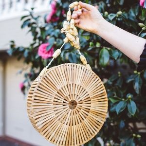Modcloth Bags - Round Bamboo Bag Modcloth Bags - Round Bamboo Bag